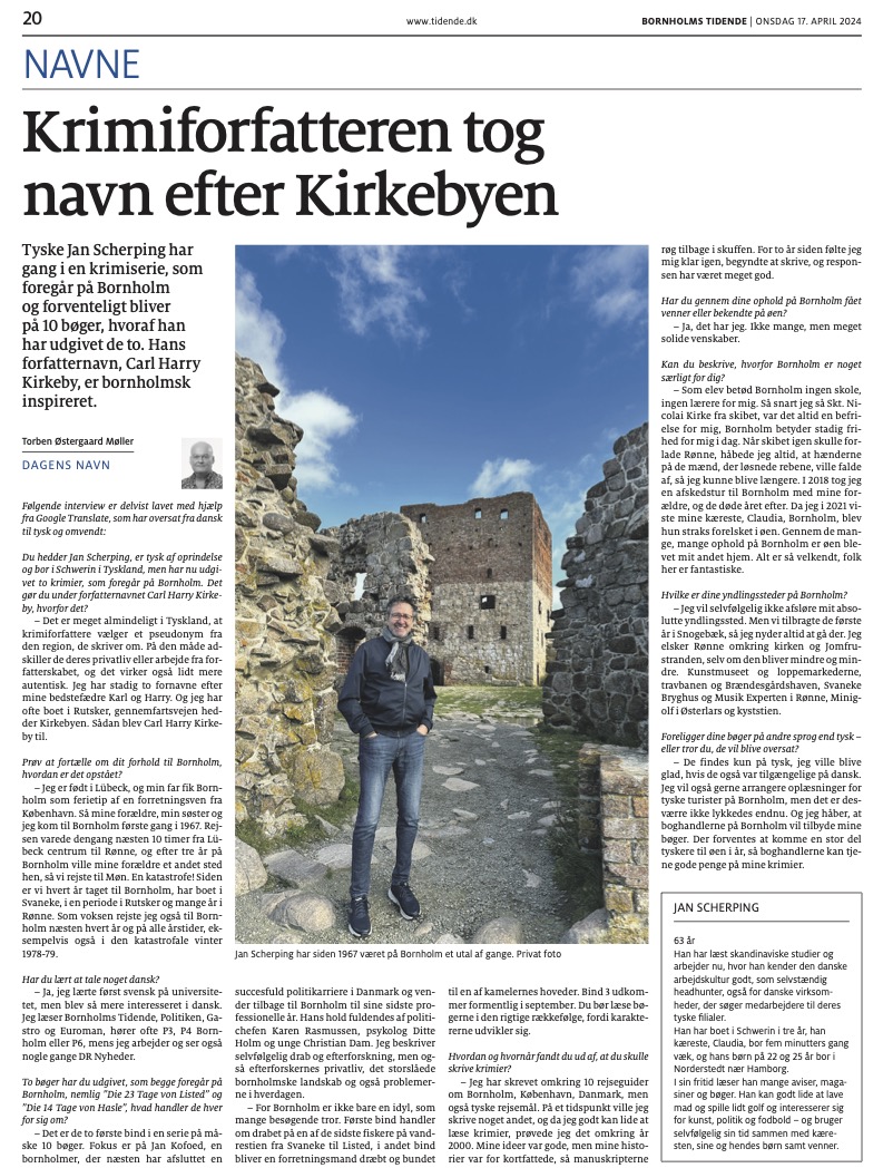 Krimiforfatteren tog navn efter Kirkebyen